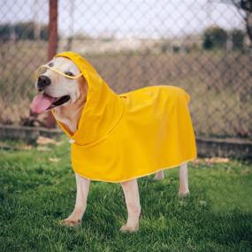 img 1 attached to Dog Raincoat: Waterproof Yellow Puppy Jacket with Hood, Leash Hole, and Adjustable Belly Straps - Lightweight and Breathable Rain Poncho for Small to Medium Dogs