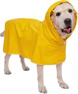 dog raincoat: waterproof yellow puppy jacket with hood, leash hole, and adjustable belly straps - lightweight and breathable rain poncho for small to medium dogs логотип