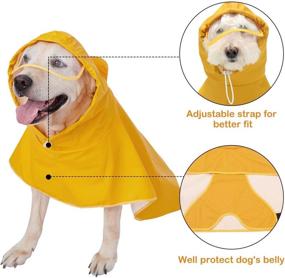 img 2 attached to Dog Raincoat: Waterproof Yellow Puppy Jacket with Hood, Leash Hole, and Adjustable Belly Straps - Lightweight and Breathable Rain Poncho for Small to Medium Dogs