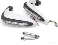 e-bro 7/8'' universal motorcycle handguards with white led light - handlebar protector, motorcycle hand guards (white+black) логотип