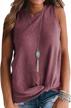 iwollence twist knot waffle knit sleeveless tunic top for women - casual blouse and cute tank logo