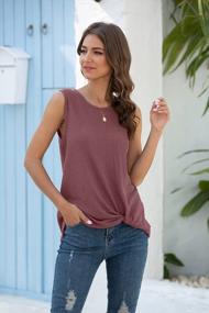 img 1 attached to IWOLLENCE Twist Knot Waffle Knit Sleeveless Tunic Top For Women - Casual Blouse And Cute Tank