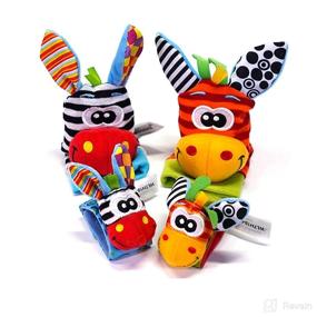img 3 attached to 👶 asUwish 4Pcs Baby Soft Rattle and Socks Set - Cute Wrist Chew Toy, Foot Finder, and Wrist Rattle for Newborn Boy or Girl
