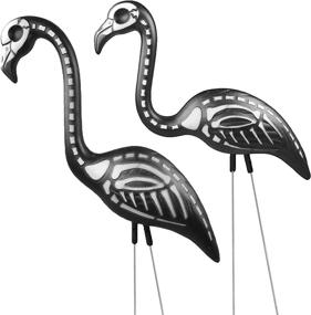 img 4 attached to Skeleteen Black'S Creepy Zombie Skeleton Flamingo Yard Ornaments: A Pack Of 2 With Stakes