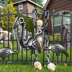 img 1 attached to Skeleteen Black'S Creepy Zombie Skeleton Flamingo Yard Ornaments: набор из 2 штук с кольями