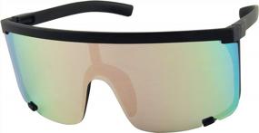 img 4 attached to Retro 80'S Style ShadyVEU Oversized Super Shield Mirrored Lens Sunglasses - Colorful Flat Top Frame