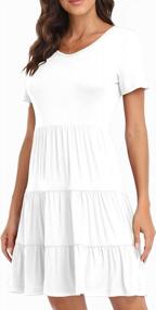 img 4 attached to POSESHE Women'S Plus Size Summer Dresses Casual Short Sleeve Midi Flowy Tiered Dress