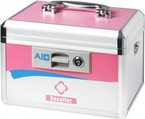 img 4 attached to Pink YLX002S Medical Box With Lock And Removable Tray, Decaller Medicine Case For 10 1/2" X 7 3/5" X 7 3/5", Handle & Shoulder Strap