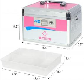 img 3 attached to Pink YLX002S Medical Box With Lock And Removable Tray, Decaller Medicine Case For 10 1/2" X 7 3/5" X 7 3/5", Handle & Shoulder Strap