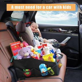 img 3 attached to SURDOCA Car Backseat Organizer For Kids, Durable Front Or Back Seat Storage With Handle And 2 Boxes 5 Pockets, Black