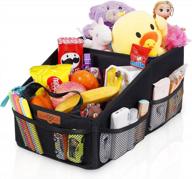 surdoca car backseat organizer for kids, durable front or back seat storage with handle and 2 boxes 5 pockets, black logo