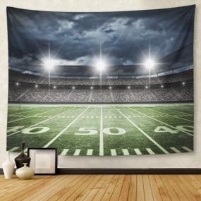 img 2 attached to Football Stadium Field Light Night Soccer Turf Home Decor Wall Tapestry 60X80 Inches