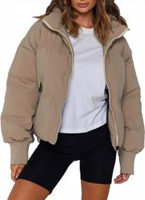 img 4 attached to Women'S Puffer Jacket With Stand Collar, Full Zip And Long Sleeves - Uaneo Casual Padded Coat.