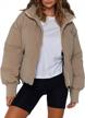 women's puffer jacket with stand collar, full zip and long sleeves - uaneo casual padded coat. logo