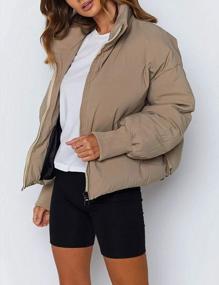 img 3 attached to Women'S Puffer Jacket With Stand Collar, Full Zip And Long Sleeves - Uaneo Casual Padded Coat.