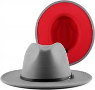men's two tone red bottom wide brim wool felt fedora panama hat jazz hat for men and women logo