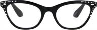 очки для чтения со стразами «кошачий глаз» и роговой оправой для женщин с мощностью логотип