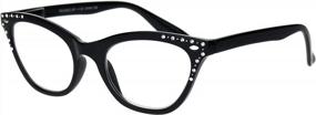 img 3 attached to Bling Rhinestone Cat Eye Horn Rim Reading Glasses For Women With Power