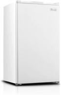 impecca classic single door mini fridge with soft-freezer, reversible glass shelves, 3.3 cubic feet capacity - white logo