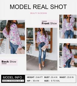 img 2 attached to Boho Floral Print Drawstring Top For Women - V-Neck, Long Sleeves, And Loose Fit Blouse Shirt For Casual Styling