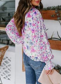 img 3 attached to Boho Floral Print Drawstring Top For Women - V-Neck, Long Sleeves, And Loose Fit Blouse Shirt For Casual Styling