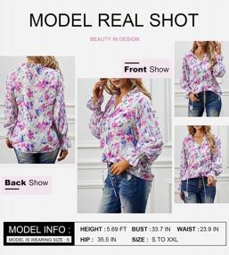 img 1 attached to Boho Floral Print Drawstring Top For Women - V-Neck, Long Sleeves, And Loose Fit Blouse Shirt For Casual Styling