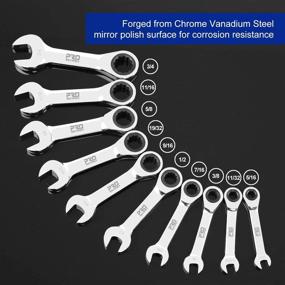 img 3 attached to 10-Piece Stubby Ratchet Wrench Set With Rolling Pouch - SAE 5/16" To 3/4" - Chrome Vanadium Steel