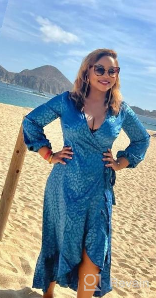 img 1 attached to Miessial Women'S Summer Chiffon Polka Dot V Neck Ruffle Maxi Beach Wrap Dress review by Cedrick Ayudara