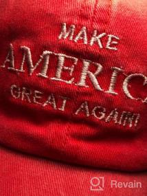 img 7 attached to Vintage Washed Cap Dad Hat With Embroidered 'Make America Great Again' Design For Women By Waldeal In Red