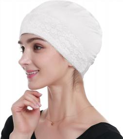 img 4 attached to Bamboo Sleep Beanie Cap Head Coverings For Women Hair Loss