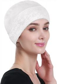 img 2 attached to Bamboo Sleep Beanie Cap Head Coverings For Women Hair Loss