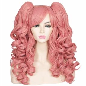 img 4 attached to Get Ready To Transform With ColorGround Pink Long Curly Cosplay Wig Featuring 2 Ponytails!