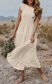 img 2 attached to Summer-Ready A-Line Midi Dress With Flutter Sleeves And Smocked Bodice For Women By MEROKEETY