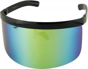img 4 attached to Футуристические солнцезащитные очки без оправы для мужчин и женщин: увеличенные монохромные линзы ShadyVEU и плоский верх шириной 170 мм
