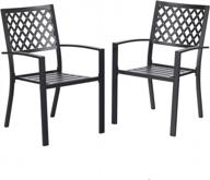 set of 2 phi villa 300lbs wrought iron bistro chairs with armrests for outdoor patio, garden or backyard use логотип