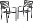 set of 2 phi villa 300lbs wrought iron bistro chairs with armrests for outdoor patio, garden or backyard use logo