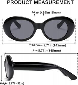 img 1 attached to Retro Vintage Oval Mod Sunglasses Kurt Cobain Round Sun Goggles AISSWZBER CLOUT