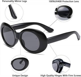 img 3 attached to Retro Vintage Oval Mod Sunglasses Kurt Cobain Round Sun Goggles AISSWZBER CLOUT