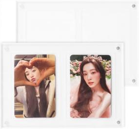img 4 attached to 2-Pack Baskiss Magnetic Card Holders - Clear Trading Card Protectors For Kpop Photocards, Sports Cards, Baseball, And Basketball - Double Slot Design For Display And Protection