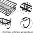 stainless steel shower caddy and organizer with 5 hooks - wall mounted and no drilling required - 3 pack logo