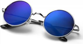 img 4 attached to Menton Ezil Mens Round Polarized Circle Sunglasses Ozzy Elton Hippie Small Vintage Design Shades Lifetime Breakage Guarantee