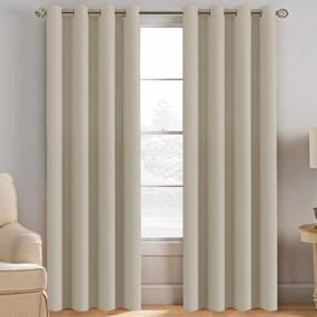 img 4 attached to Ivory/Cream Grommet Top Room Darkening Curtains - 96 Inch Length, Energy Efficient, Thermal Insulated, Extra Long Window Treatment - One Panel Blackout Drapes For Living Room By H.VERSAILTEX