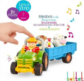 img 3 attached to Farm Tractor Toys For Toddlers & Kids: Battat 7Pc Pretend Play Set With Lights, Animal Sounds & Old Macdonald Music - 18 Months+