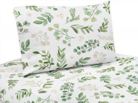 img 2 attached to Boho Botanical Woodland Twin Sheet Set: Sweet Jojo Designs Floral Leaf - Green/White - 3 Piece - Tropical Watercolor Garden