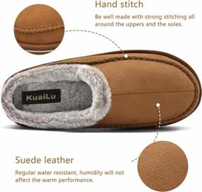 img 1 attached to Comfortable And Stylish: KuaiLu Men'S Memory Foam Clog Slippers With Arch Support And Faux Fur Lining For Indoor And Outdoor Use