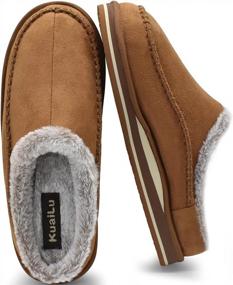 img 4 attached to Comfortable And Stylish: KuaiLu Men'S Memory Foam Clog Slippers With Arch Support And Faux Fur Lining For Indoor And Outdoor Use