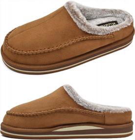 img 2 attached to Comfortable And Stylish: KuaiLu Men'S Memory Foam Clog Slippers With Arch Support And Faux Fur Lining For Indoor And Outdoor Use