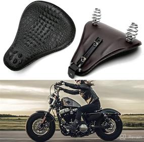 img 3 attached to Crocodile Leather Style Saddle Motorcycle Solo Seat Cushion Spring Compatible With Sportster 883 Street Bike Dirt Bike Cruiser And Chopper