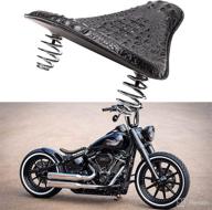 crocodile leather style saddle motorcycle solo seat cushion spring compatible with sportster 883 street bike dirt bike cruiser and chopper logo