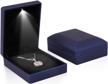 2pcs led pendant jewelry box lighted necklace case display for proposal, engagement, wedding gift - deep blue logo